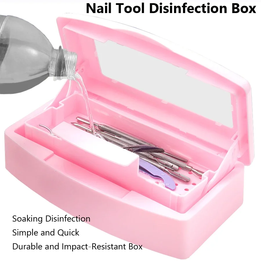 Nail Art Tool Sterilizer Tray Clean Sterilizing Box Storage Organizer For Tweezers Cuticle Nipper Nail Implement Manicure