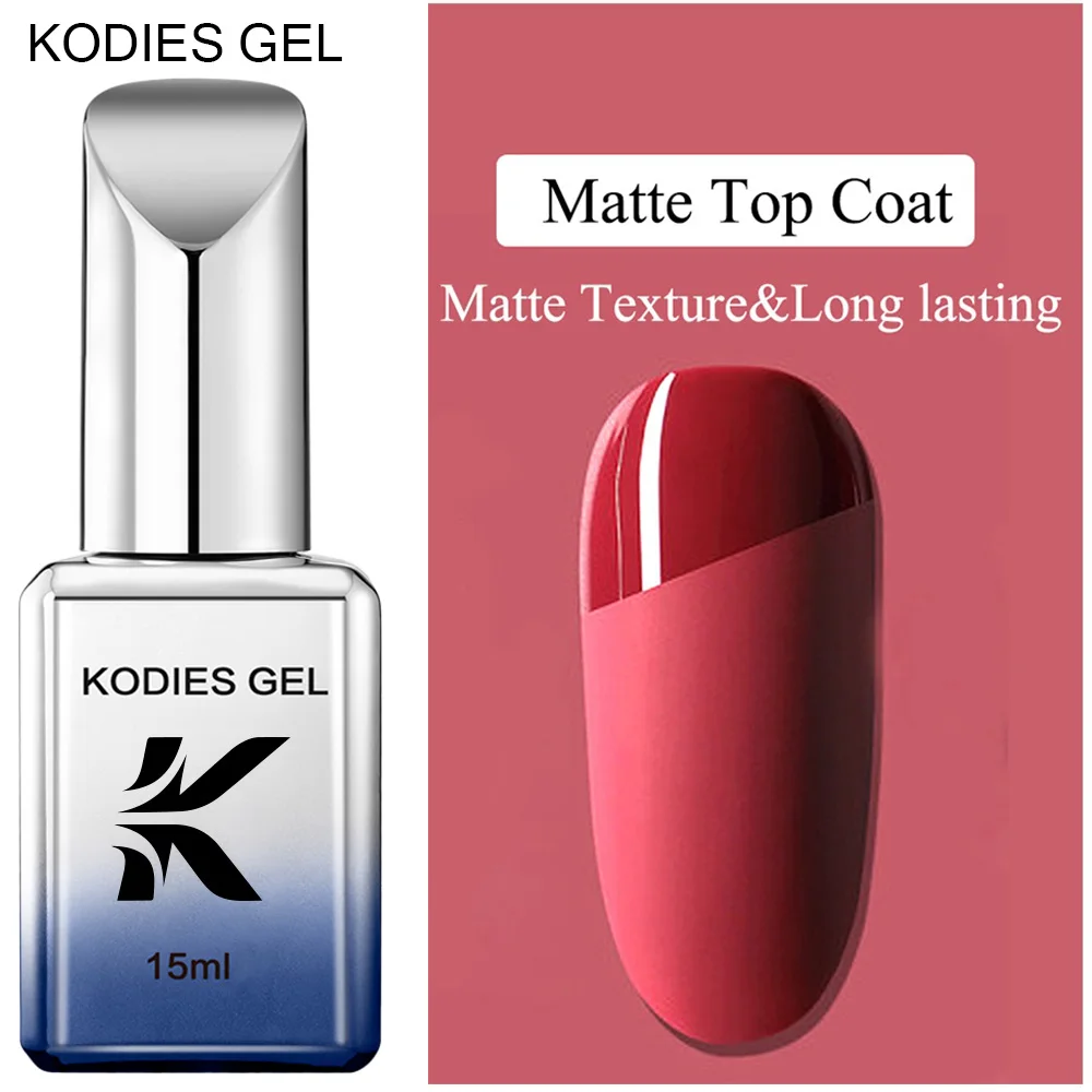 KODIES GEL Super Matte Top Coat UV Gel Nail Polish Matt Gel Finish No Wipe Soak Off Manicure Hybrid Varnish Sealer for Nail Art gel nail polish,gel nail varnish,nail polish finish