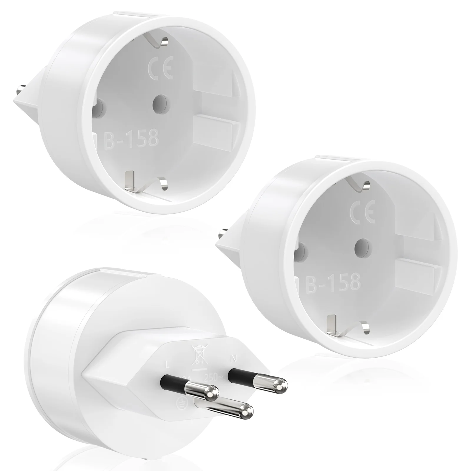 3 EU ไปยังสวิตเซอร์แลนด์ปลั๊กอะแดปเตอร์ 3 ขาปลั๊ก 10A 250V ปลั๊กเยอรมนีฝรั่งเศสสวิตเซอร์แลนด์ปลั๊กไฟฟ้าซ็อกเก็ต 1