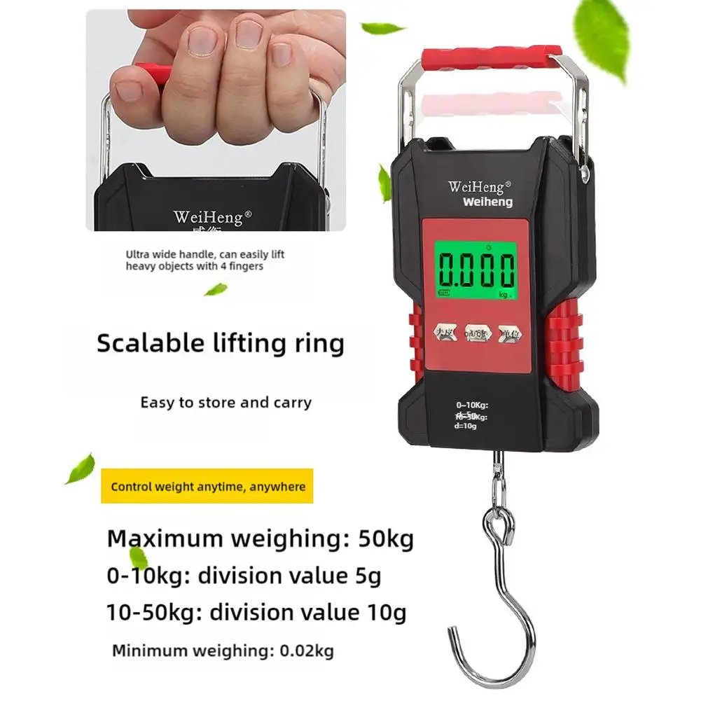 Portable Waterproof Fishing Scale Digital Recharged Hanging Hook Scales For Courier Luggage Home Weighing 50kg 1.5M Tape