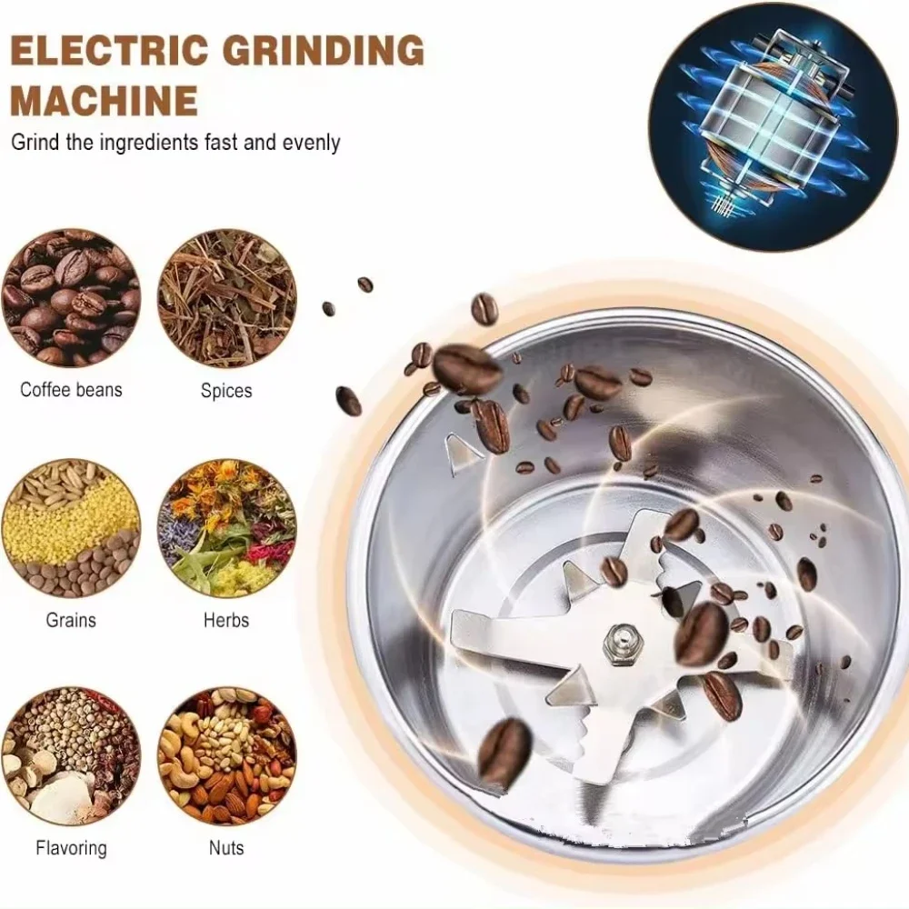 Electric Coffee GrinderMultifunctional Home Grains Grinder Household Small Powder Grinding Machine Ultra-Fine Grinder Home Tool 2