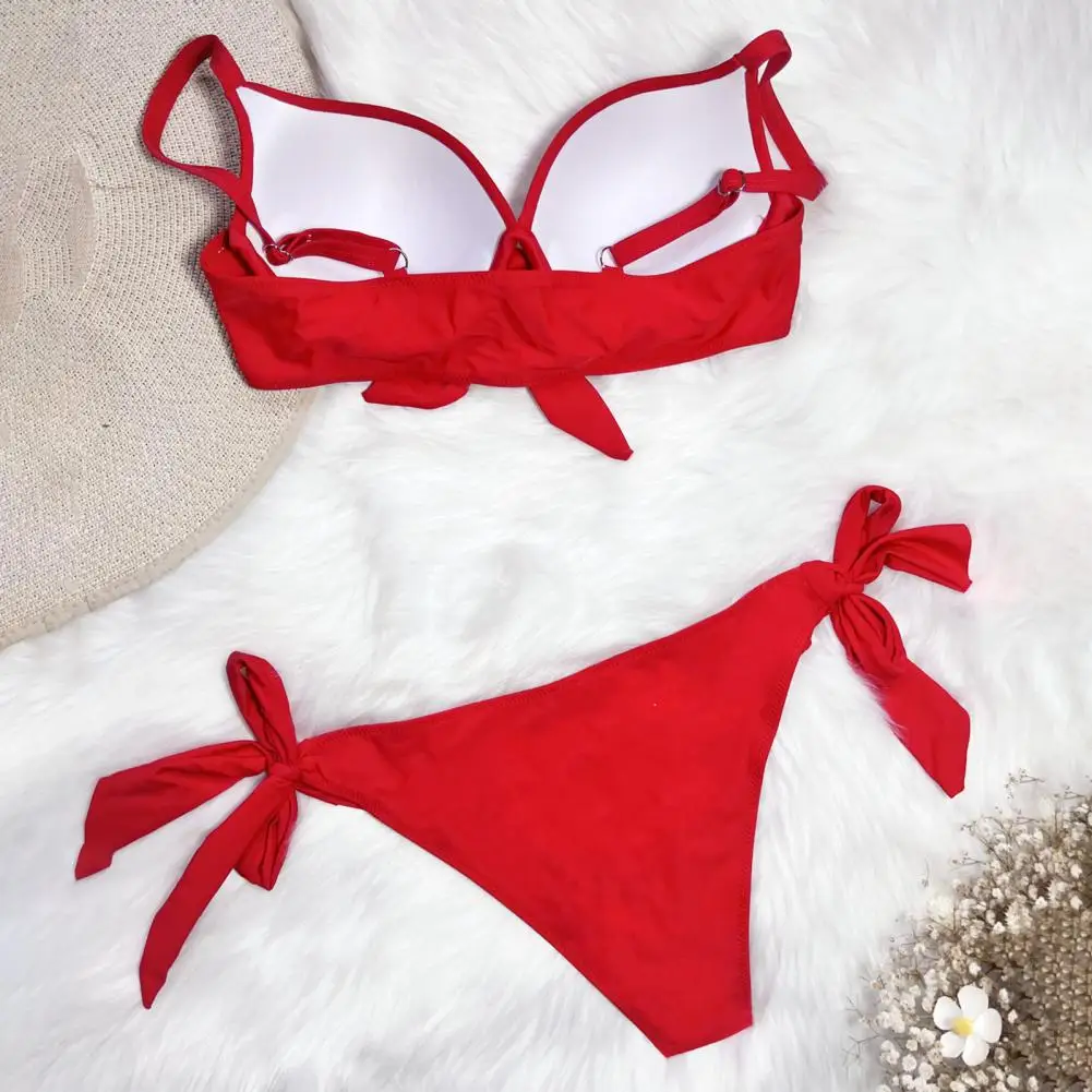 

Пляжная одежда на бретельках, стильный женский комплект бикини с мягкими лямками, трусы для плавания с высокой талией, однотонный бюстгальтер на шнуровке, быстрая летняя одежда