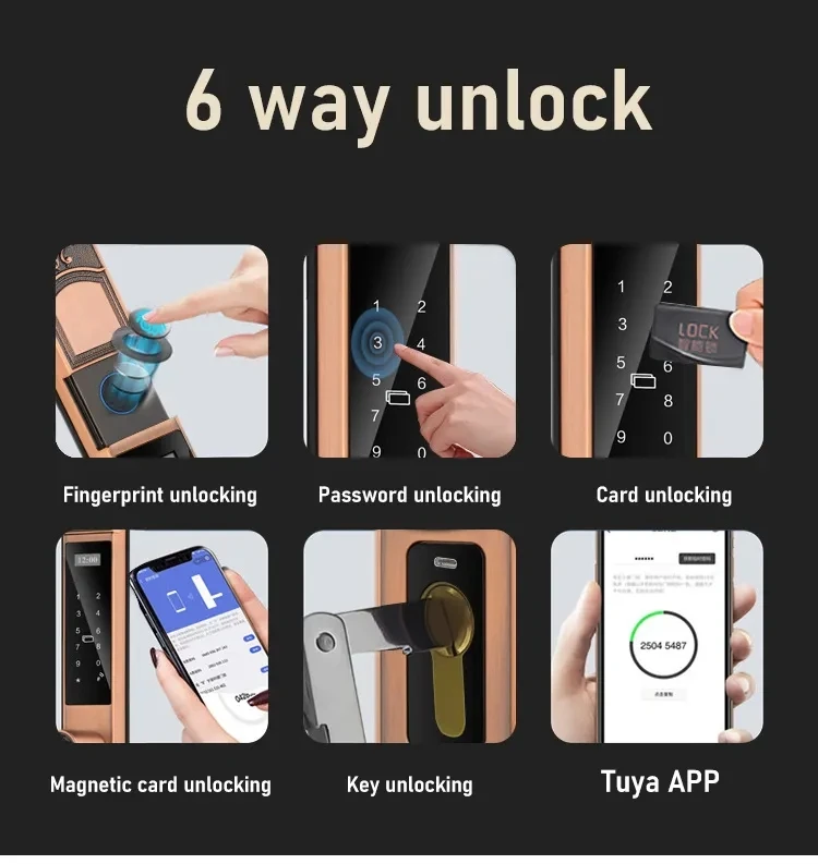 고품질 IP68 방수 스마트 도어락 (실외용 슬림 지문 인식, WiFi 네트워크, 메모리 카드 저장 기능, 유리문용, MYT)