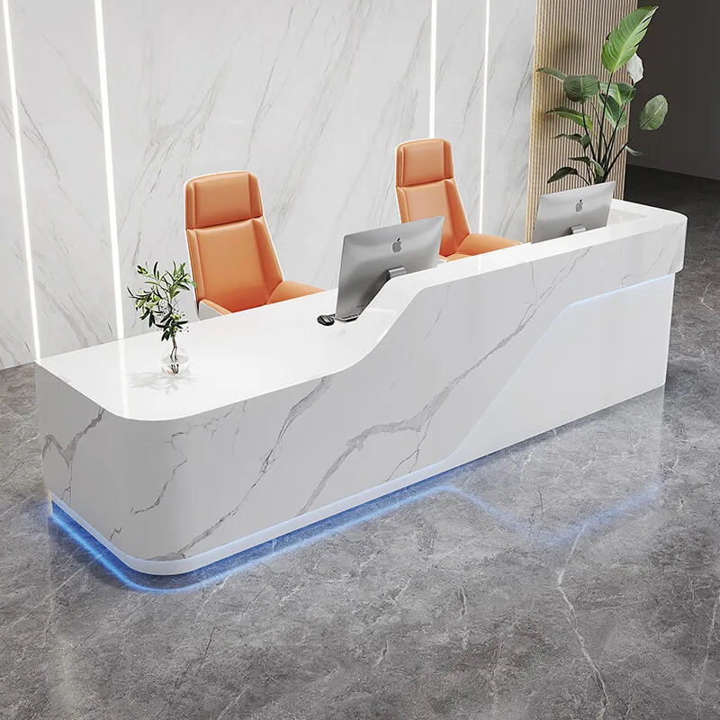 Cashier Table Reception Bank Acrylic Podium Church Checkout Counter Supermarket Furniture Stores Gold Floaoting Bureau Home
