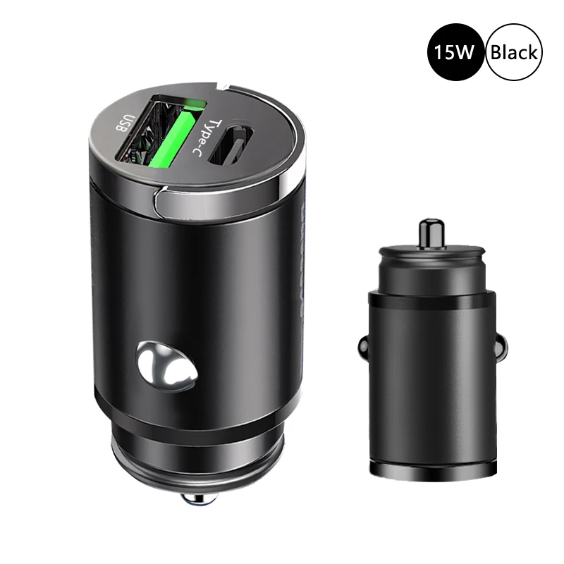 Caricatore Auto Veloce 100W Doppia Porta USB Type-C PD Universale Nero
