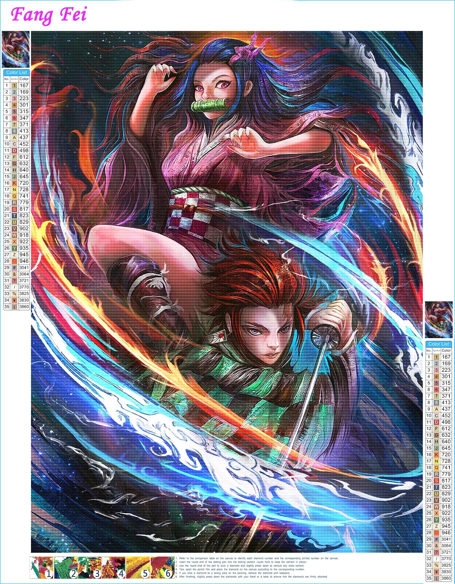 Demon Slayer Zenitsu And Kyojuro AB Diamond Art Painting Japanese Anime  Full Drills Mosaic Cross Stitch Handwork Home Decor - AliExpress