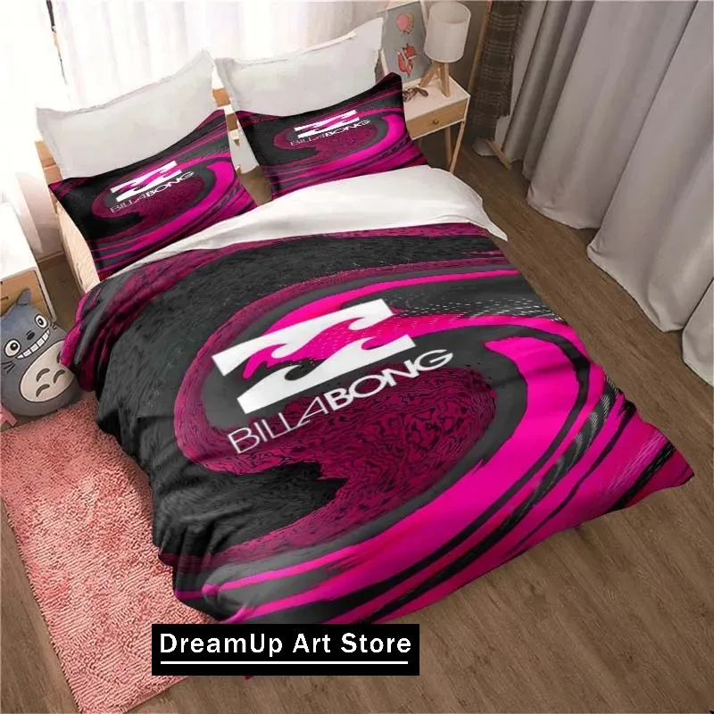 Trendy B-Billabong Logo Sheets Quilt Covers Bedding Dormitory Sheets Three-piece Bedding Set Three-piece Soft Warm Bedding Set 3