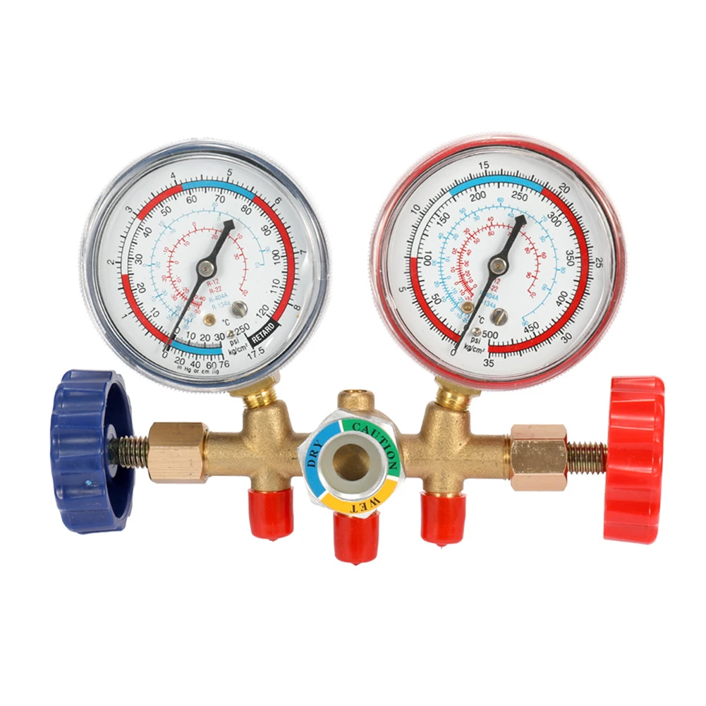 Refrigerant Manifold Gauge Set 3 Way Refrigeration Manifold Gauge A/C Refrigeration Charging Service for R12 R22 R404A R134A
