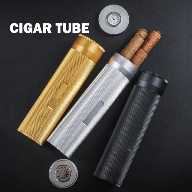 Leather Cigar Tube Jar Portable Cedar Wood Humidor Box Cigar Case