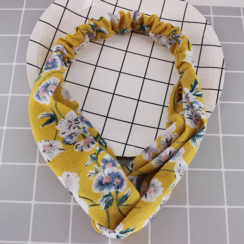 Mode WomenFloral Stirnband Haar Zubehör Leopard Kreuz Verknotet Bogen Chiffon Haarband Mädchen Kopfschmuck Damen Hoop Headwear – Detail 23
