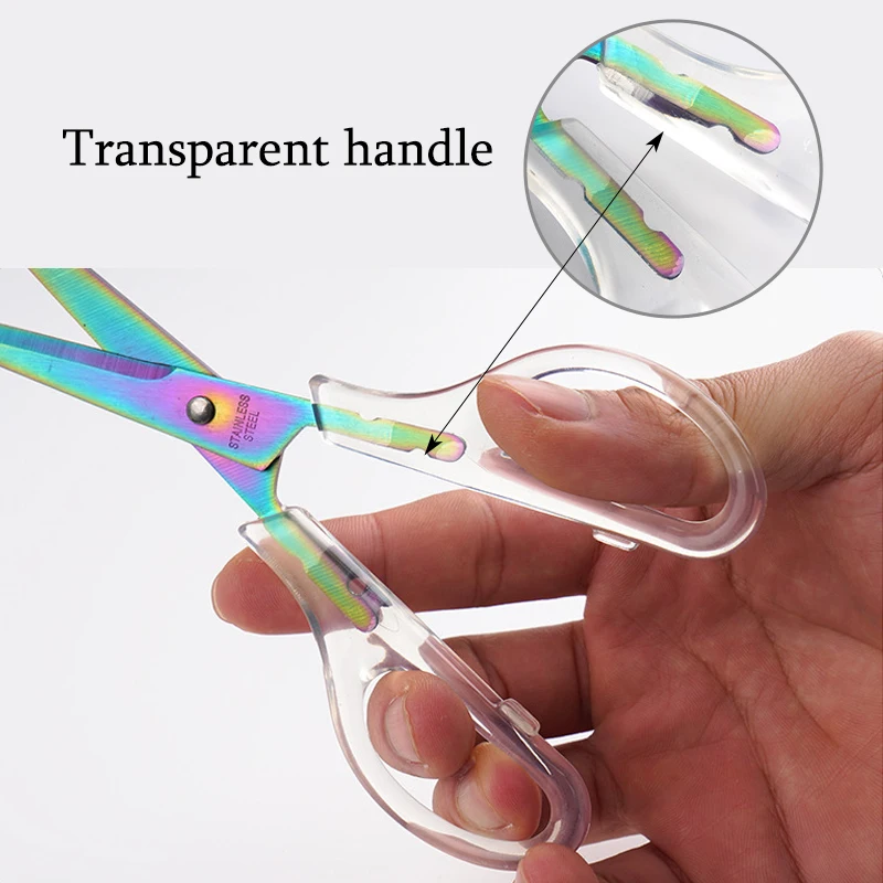 1 Pcs Office Scissors,Transparent Handle Scissors Anti Rust,Handmade Diy Domestic Office Stationery,Paper Cut Pruning ZS-17 - 3