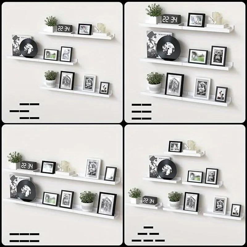 6 pieces wall hanging wall TV wall living room solid wood partition wall Honor wall display stand, white 5