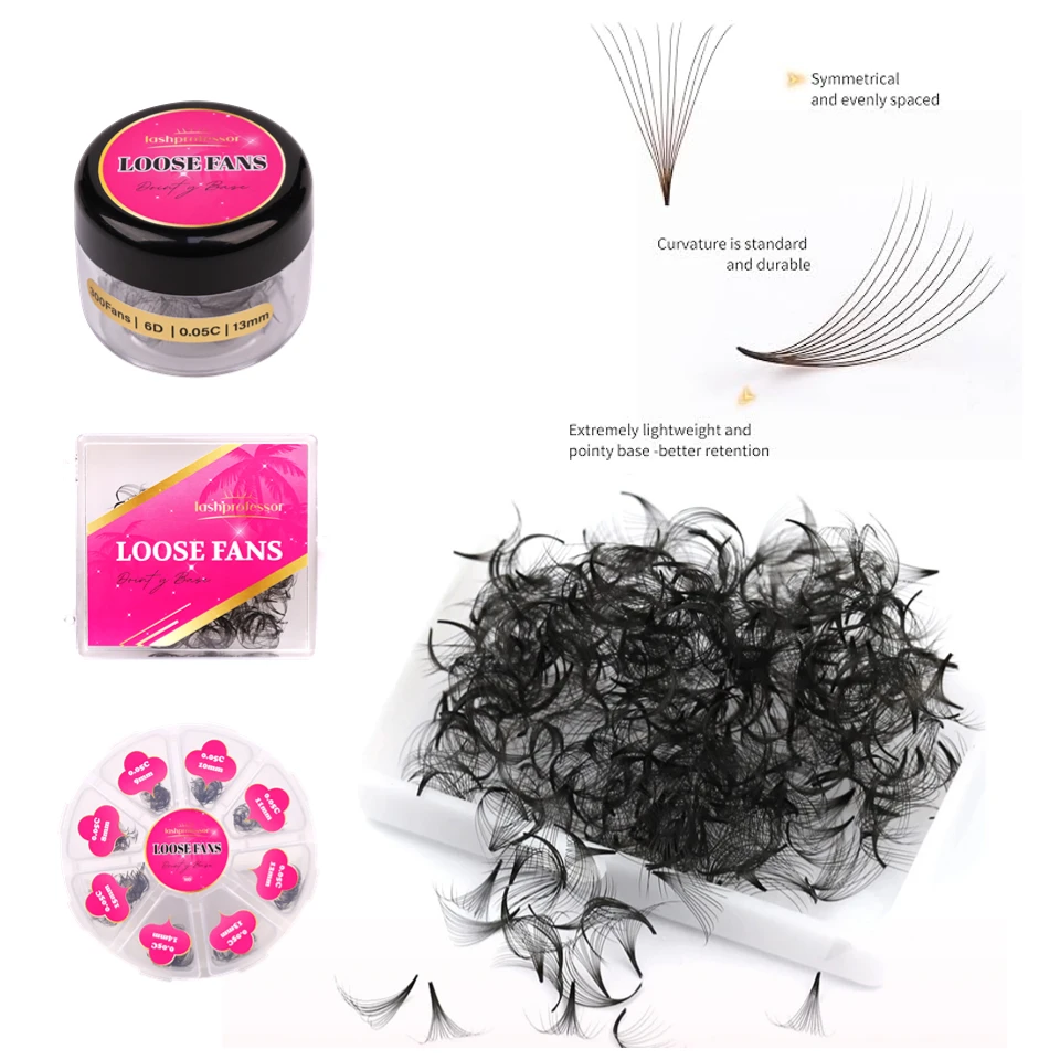 

3D/4D/5D/6D Pointy Base Loose Fans Premade Volume Fans Sharp Narrow Stem Thin Lashes Loose Eyelash Extension Faux Mink Lashes