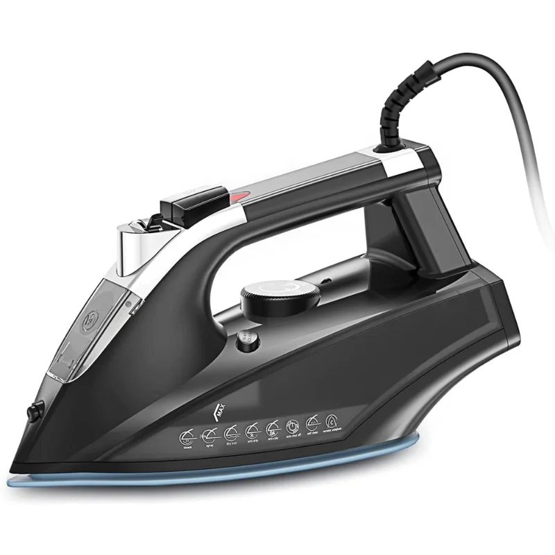 1800 W Professional Steam - Dry Iron Lightweight Portable Steam Iron with Auto-Off Protect, Anti-Drip, Black