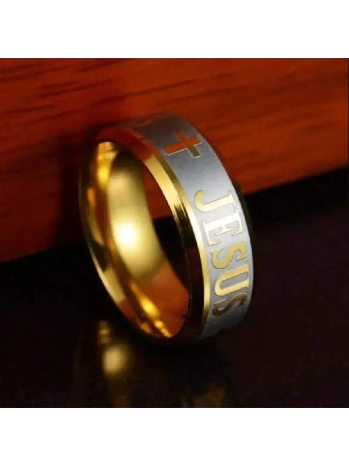 Stainless Men's JESUS Minimalist Titanium Steel Corrosion Ring Non Fading stainless steel rings,minimalist ring