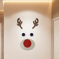 Christmas Door Window Stickers Felt Cloth Snowman Santa Claus Elk Wall Sticker Christmas Home Decoration