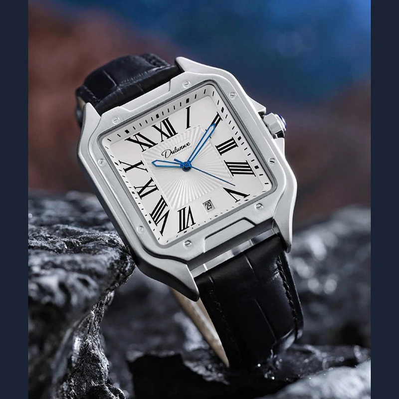 

Dulunwe Men's Watches Leather Strap Mechanical Automatic Wristwatches Fashion Waterproof Clock Date Calendar Watch Reloj Hombre