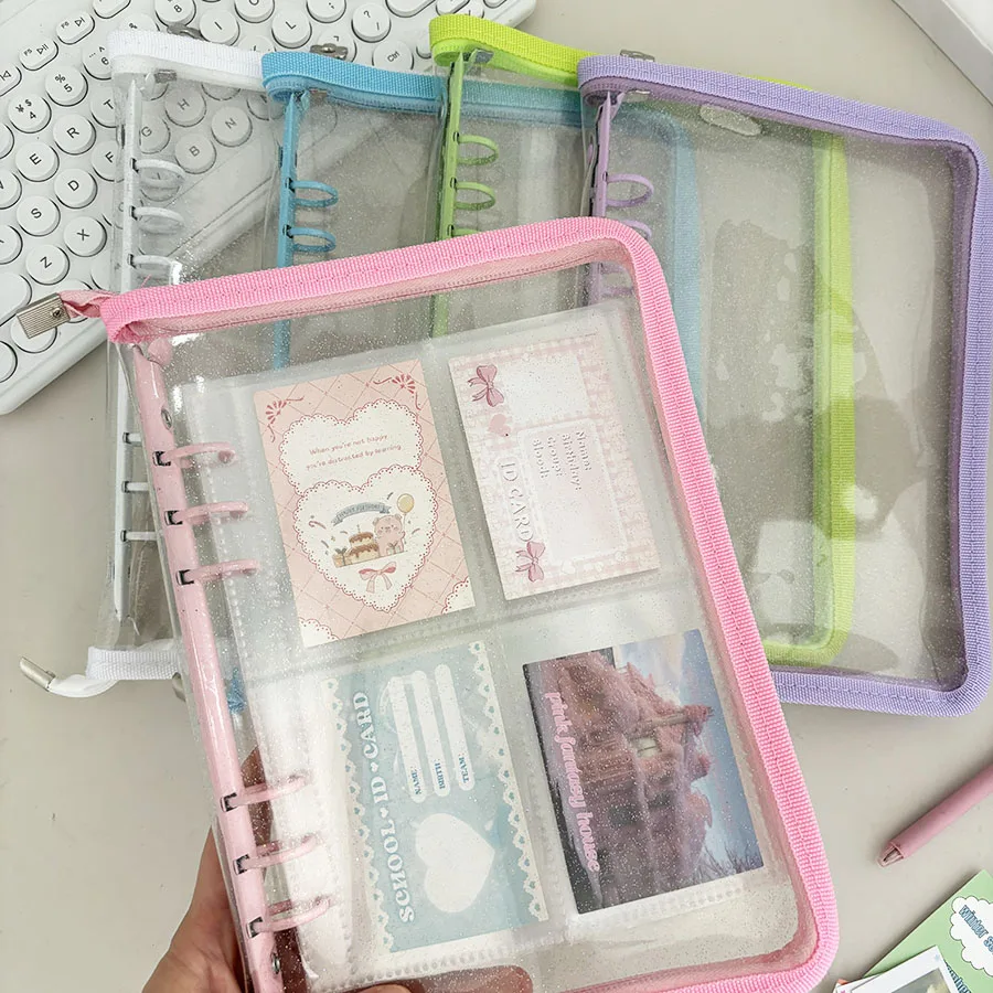 SKYSONIC A5 Loose-Leaf Storage Transparent Card Album Pages Zipper Bags For Organizing Documents And Photos