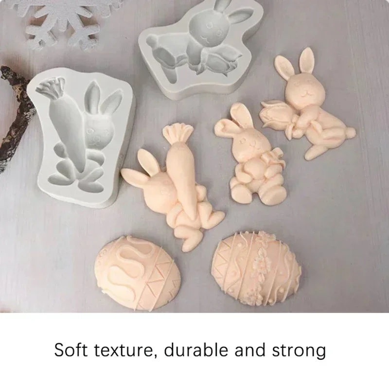Handmade Creative Molds Easter Party Decor Rabbit Carrot Easter Eggs Silicone Mold Chocolate Cookies Kitchen Baking Moulds Tools