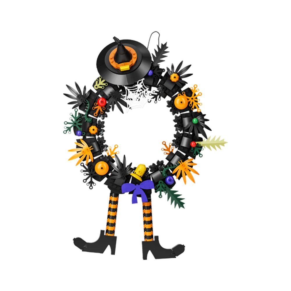 Moc Halloween Kranz Modell Bausteine Urlaub Event Party Dekoration Ornamente Girlande montiert Ziegel Spielzeug Weihnachts geschenke – Detail 3