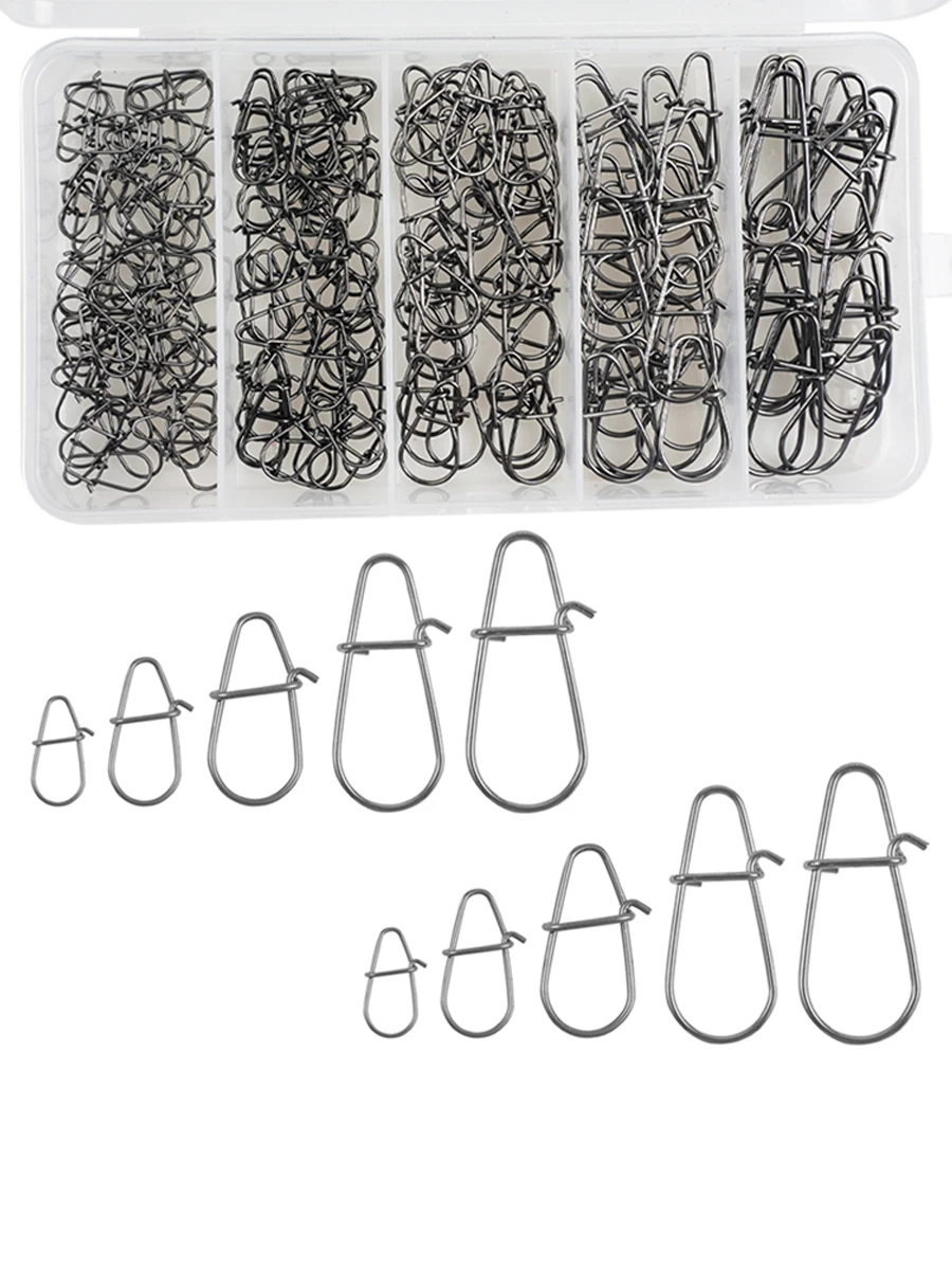 255 Stück Schnellverschluss-Karabiner für Angeln, Duo-Lock-Karabiner, Edelstahl-Drehwirbel, Schnellwechsel-Clips, Schnellverschluss-Köderverbinder – Detail 1
