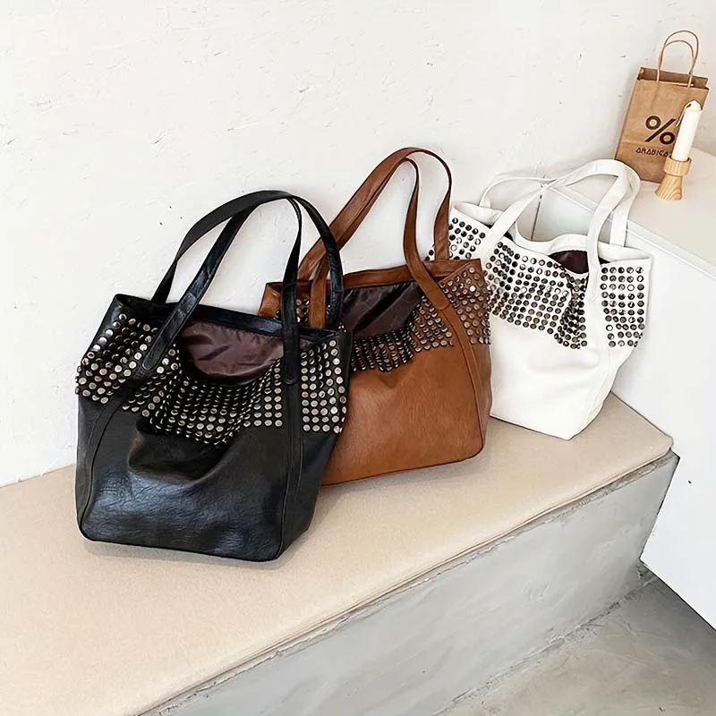 Mode Niet Tote Tasche Neue Große Kapazität Einkaufstasche frauen Tasche frauen Handheld Einzelnen Schulter Unterarm Tasche – Detail 2