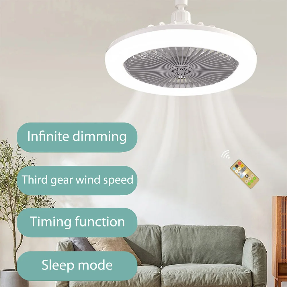 30W E27 Electric Fan Lamp 360 Rotating Aromatherapy Fan Lamp Remote Control LED Light Aromatherapy Fan Dimmable for Home Kitchen