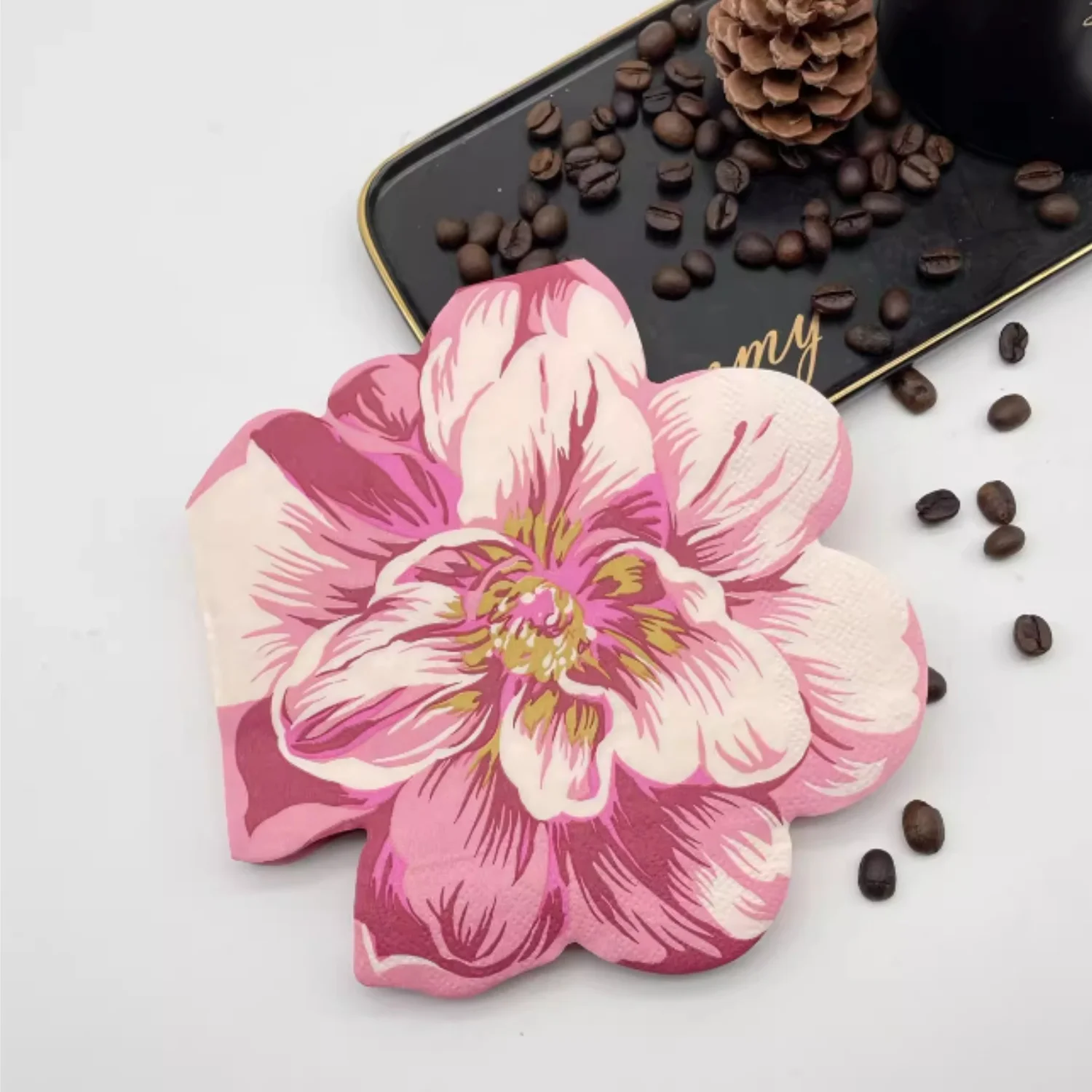 Floral Cocktail Beverage Napkins Disposable Paper Spring Flowers Dessert Napkin for Wedding Holiday Birthday Party Supply 40/80 disposable tableware paper napkins