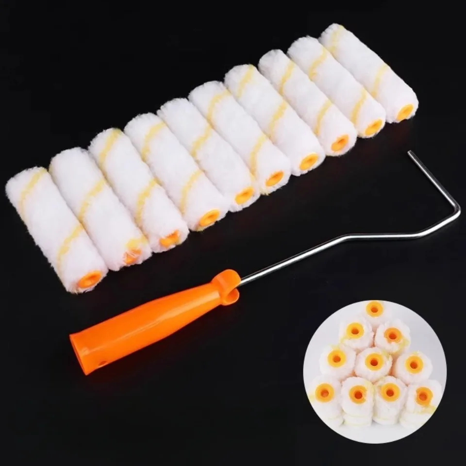 11pcs Paint Roller Kit ,Thumb roller core small corner latex paint roller core small roller bracket polyester blend