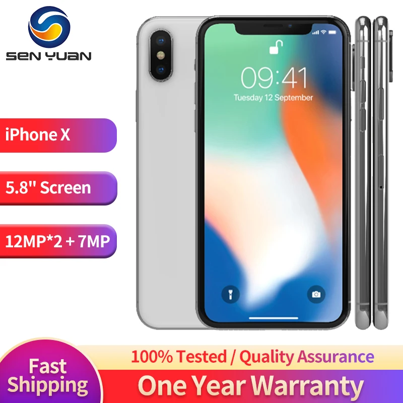 

Original Unlocked Apple iPhone X 4G Mobile Phone NFC 3GB RAM 64GB/256GB ROM 5.8" OLED Screen 12MP*2+7MP A11 Hexa Core CellPhone