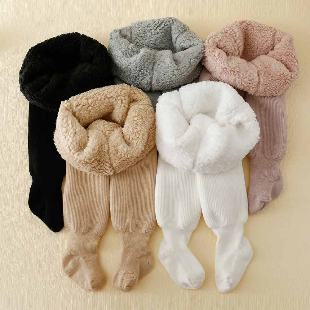 Kids Pantyhose Toddler Tights Kids Leggings Winter Infant Baby Girls Polar Fleece Lining Stripes Leggings Plus Thick Warmth Cotton Tights Toddler Kids Keep Warm Pantyhose