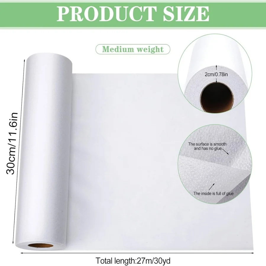 Interfacing Fabric for Sewing 11.6" x 30yd Non-Woven Fusible Interfacing Single-Sided Fusible for Sewing DIY Craft