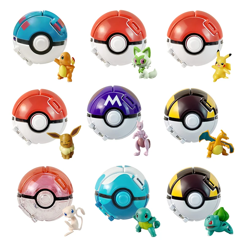 Pokemon Figur Ball Elf Haustier Anime Action Puppe Pikachu Charizard Mewtwo Bulbasaur Squirtle Mew Pokeball Monster gehen Spielzeug Kind Geschenk