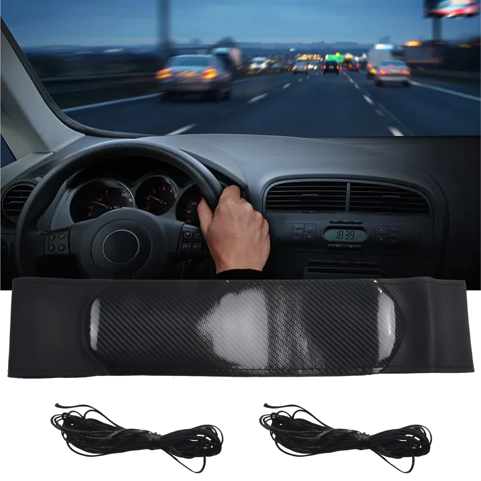 

15\\\"/38cm Steering wheel cover 1pc Accessories Black Car Parts Replacement With Needles&Thread Practical Durable