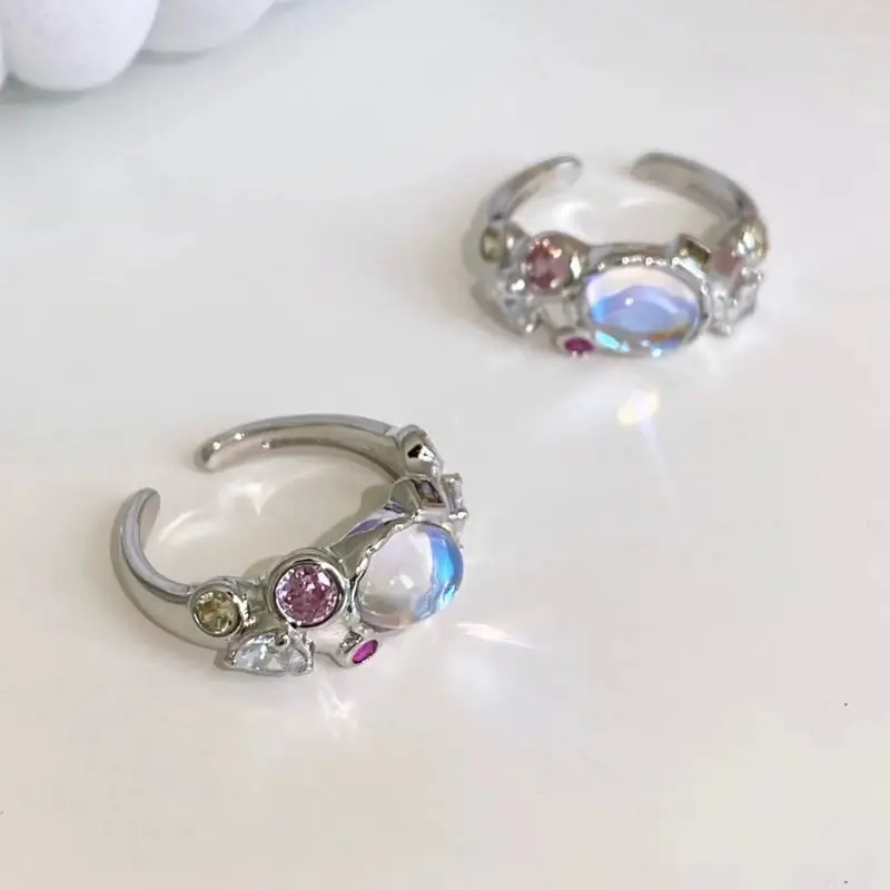 2024 Kpop Retro Gothic Heart Rings For Women Girls Vintage BFF Y2k Crystal Open Rings Punk Luxury Geometry Rings Party Jewelry