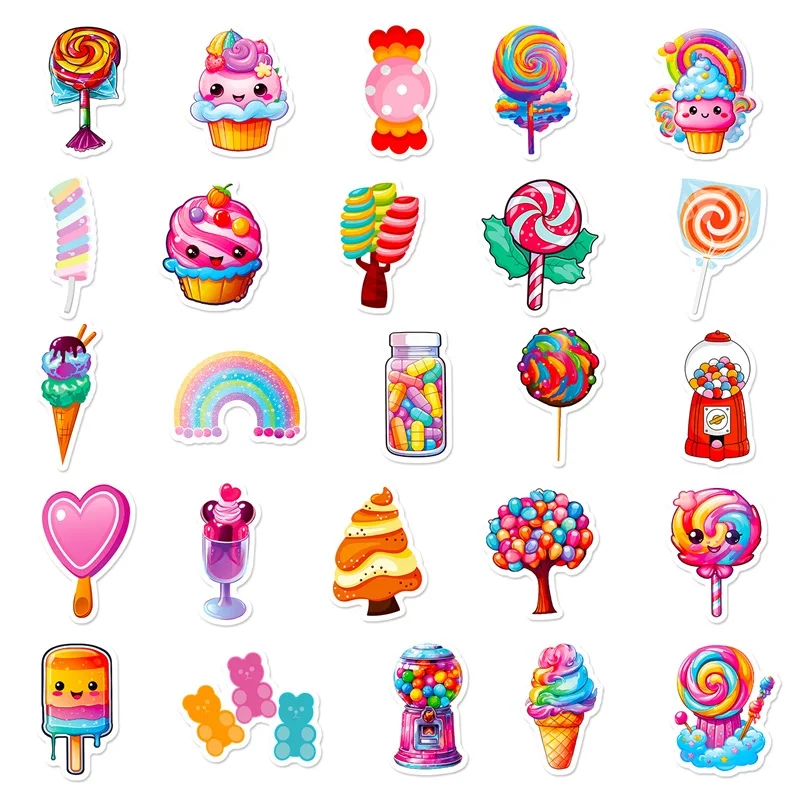 10/30/50PCS Cute Rainbow Candy Colorful Decoration Scrapbooking PVC Sticker Aesthetic Korean Stationery School Supplies for Kids