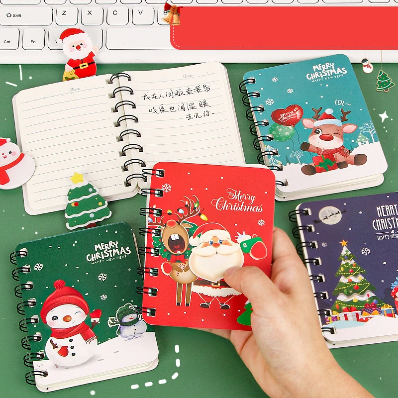 Mini Christmas Notebooks Dairy Lined Small Notepads Christmas Party Favor for Student Kid Writing Journaling