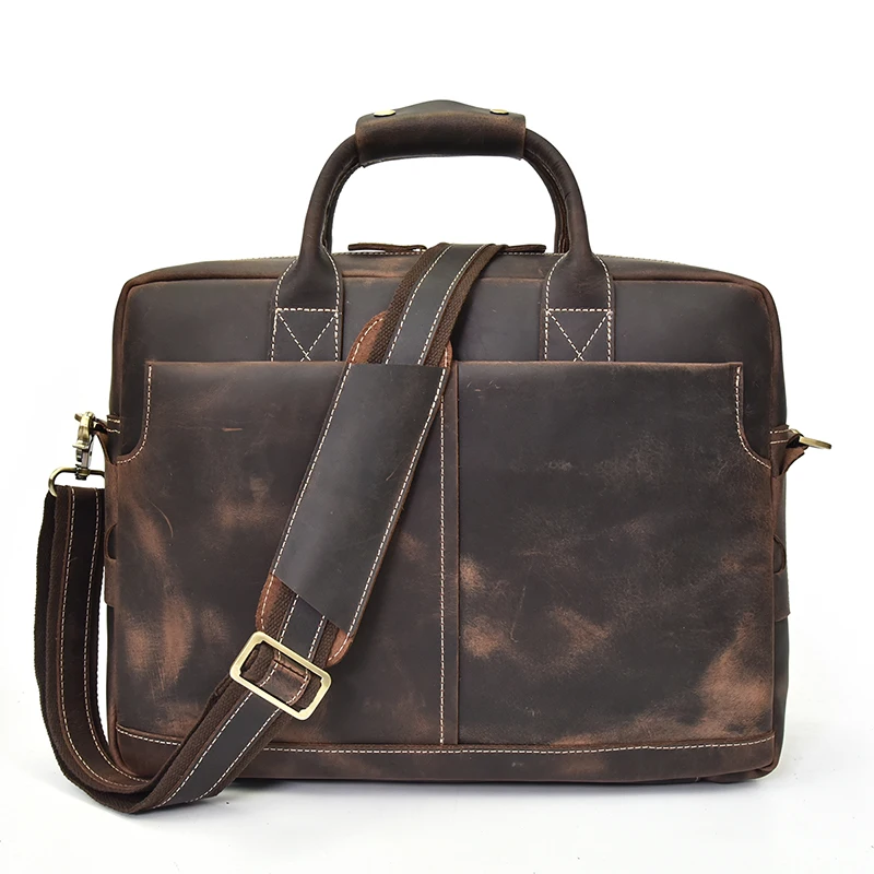 

Newsbirds Classic Designer Men Briefcase Genuine Leather Men's Business Laptop Bag Retro Luxury Men Male Computer Tote Bags