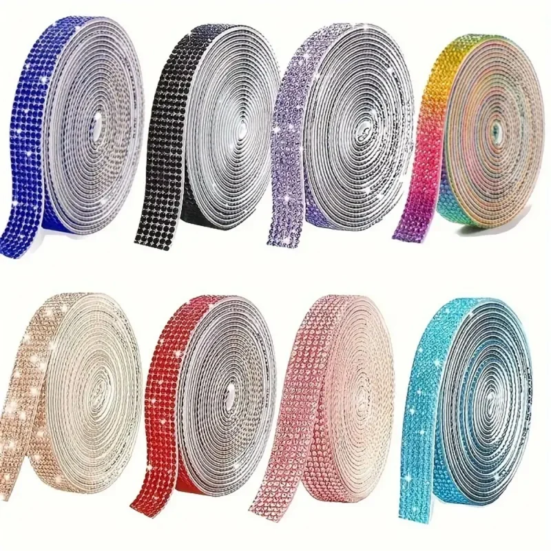Rhinestone Accessories Crystal Rhinestones Rhinestone Crystals Rhinestone Stickers Rhinestone Ribbons Diamond Accessories 1 Yard Crystal Diamond Sticker Rhinestone Strip Sheet Self Adhesive Ribbon DIY Handmade Arts Crafts Car Phone Decoration