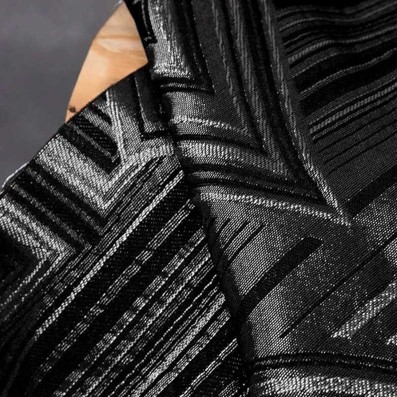 Vintage Black White Ethnic Jacquard Fabric Geometric Pattern Dress Material Boho Bridal Apparel Handmade Design Craft Supplies 2