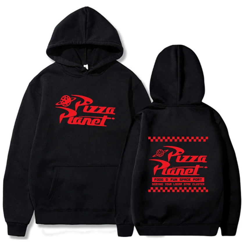

Pizza Planet Cartoon Printed Hoodies Boys Sweatshirt with Hooded Serving Your Local Star Cluster Letter Tops Moletom Masculino