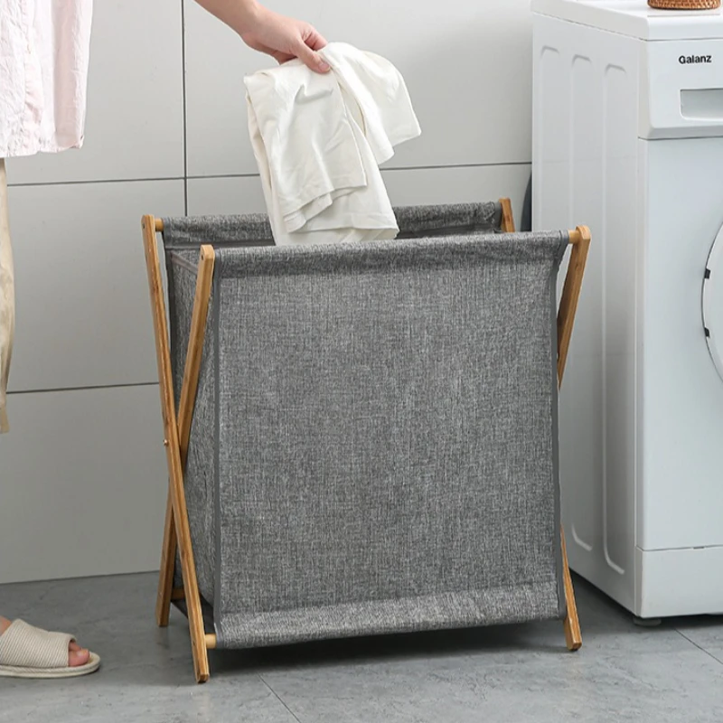 Large Capacity Foldable Black Laundry Basket with Handle - Durable Linen Storage Solution