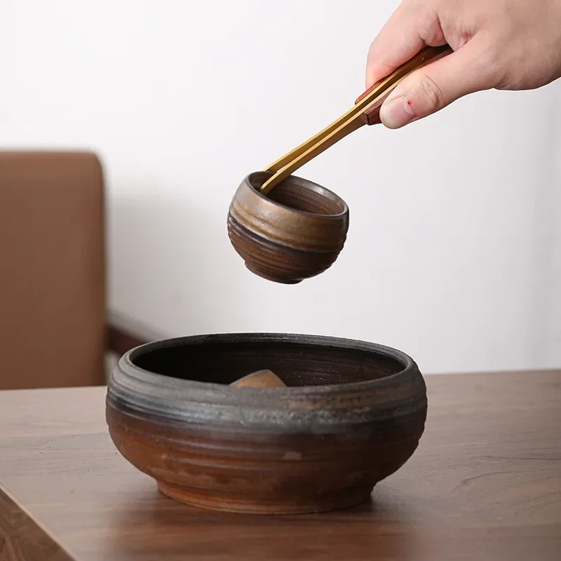 Copper Wood Integrated Tea Clamp Heat Resistant Tea Clamp Cup Washing Clip Metal Tweezers Kung Fu Accessories Clips