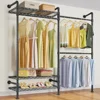 Industrial Pipe Clothes Rack Wall Mounted Clothing Rack for Hanging Clothes, Expandable Garment Rack Heavy Duty Wardro 1