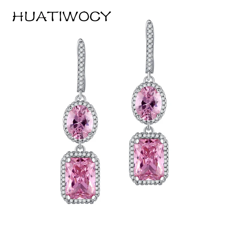 Фото Роскошные женские серьги HUATIWOCY с цирконом, серебро 925 пробы, ювелирные изделия для свадьбы, обещания, оптовая продажа №1