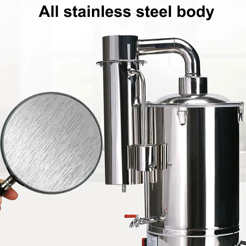 

20L Stainless Steel Electric-Heating Water Distiller Purifier Filter Water Cut Off Self-control Anti-dry Boil