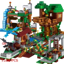 

The Tree House Small Building Blocks Sets With Steve Action Figures Compatible My World Sets Toys For Children