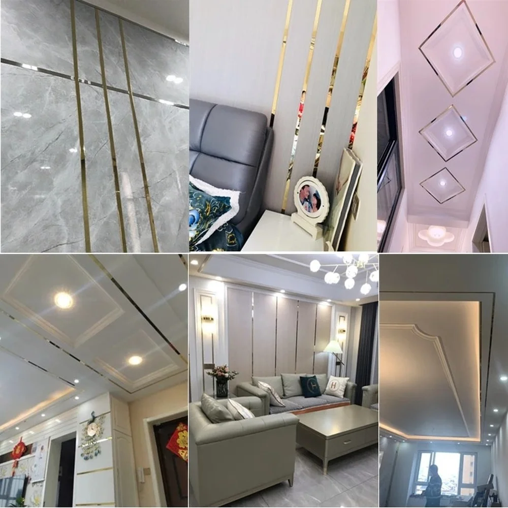 5M Gold Tape Mirror Wall Sticker Mirrored Furniture Waterproof Frame Decoration Line For Background Wall Decor Line Decal wall stickers self adhesive stickers self adhesive wall stickers