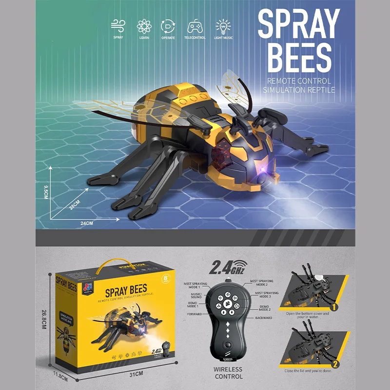 Remote control spray bee spider dragonfly children's toys 5