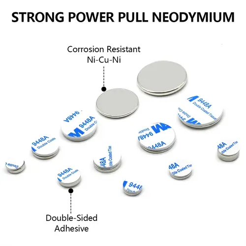 N35 Super Strong Neodymium Magnet Round With double-sided adhesive NdfeB Powerful Permanent Magnetic imanes Refrigerator Magnets - Image 2